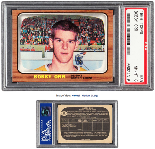 Bobby Orr Rookie Card - 1966 Topps #35 - Graded PSA NM-MT 8