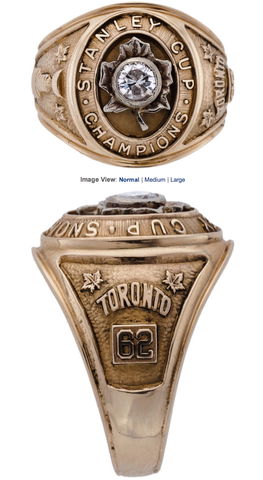 Toronto Maple Leafs Stanley Cup Championship Ring 1962