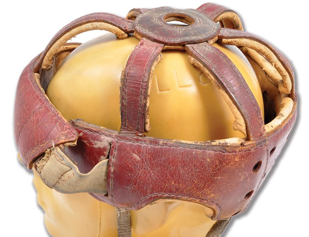 Antique Ice Hockey Helmet worn by Eddie Shore in the 1930s