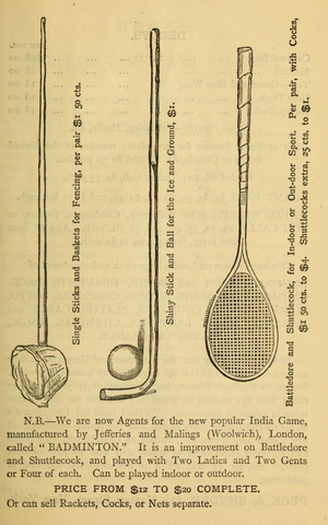 Shinny Stick from Peck & Snyder's Encyclopadia & Price List 1873