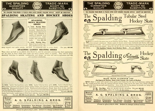 Spalding Automobile Hockey Skate & Hockey Shoes 1908