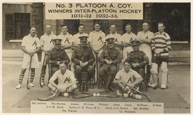 No. 3 Platoon A. Coy - Inter-Platoon Hockey Winners 1931 to 1933
