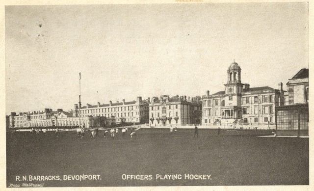 Royal Navy Barracks at Devonport - Officers Playing Hockey 1910