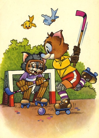 Roller Hockey Cartoon Foxes 1970s