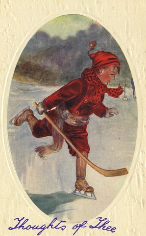 Antique Christmas Hockey Card - 1913 Thoughts of Thee