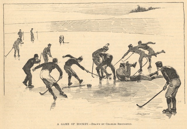 A Game of Hockey - Drawn by Charles Broughton 1891