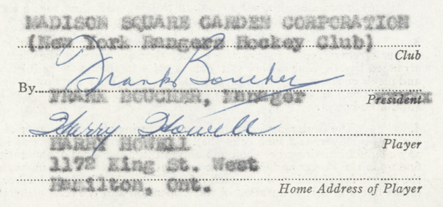 Frank Boucher & Harry Howell Autographs - 1952 New York Rangers