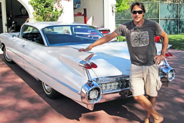 Teemu Selanne with his 1959 Cadillac Series 62 Coupe