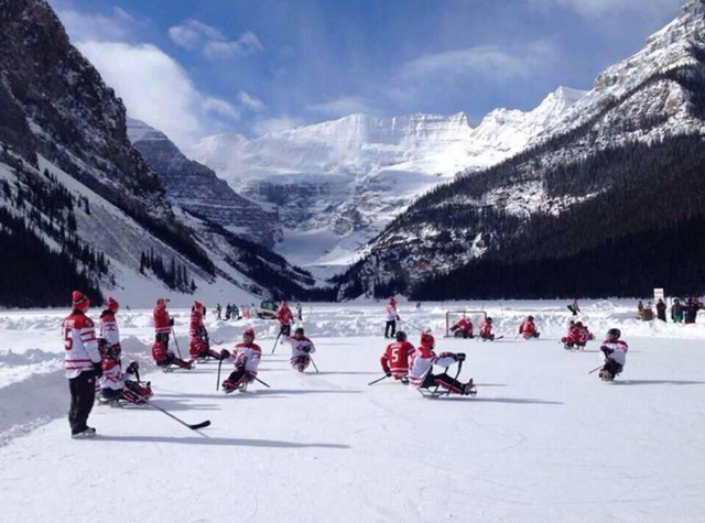 Hockey Canada Sledge Hockey Players at Lake Louise, Alberta 2014
