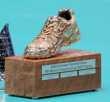 Golden Floorball Shoe MVP Trophy - 2014 Winner : Kim Nilsson