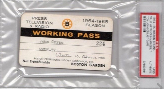Vintage Media Pass for Boston Bruins 1964-1965