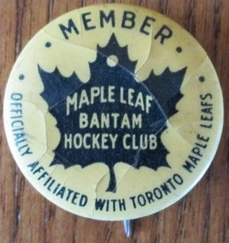 Maple Leaf Bantam Hockey Club Pin-Back Button 1940s