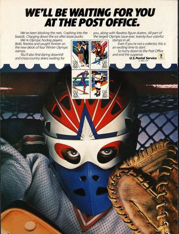 1984 Olympic Stamps for U.S. Postal Service Ad - Vintage Goalie