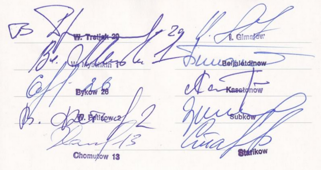 Soviet Hockey Player Autographs from 1983 World Championships -A
