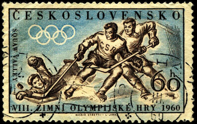Czechoslovakia Stamp for Hockey at 1960 Squaw Valley Olympics