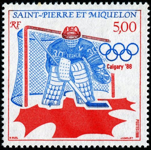 Saint Pierre and Miquelon Stamp for Hockey at Calgary Olympics