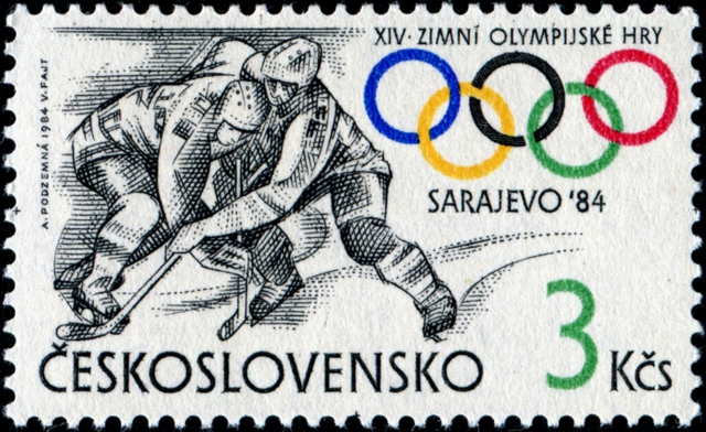 Czechoslovakia Stamp for Hockey at 1984 Sarajevo Winter Olympics