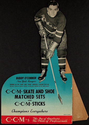 Buddy O'Connor Advertising Sign for CCM Skate and Sticks 1949