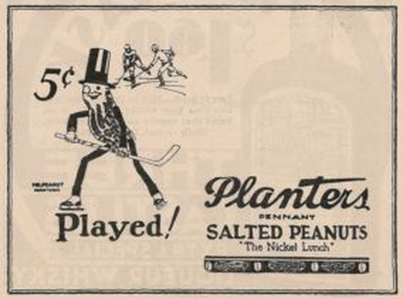 Mr. Peanut - Planters Peanuts Hockey Ad 1931