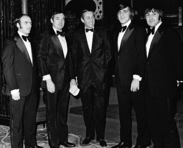 Lemaire, Mahovlich, Béliveau, Savard, Lapointe in Tuxedos 1970s