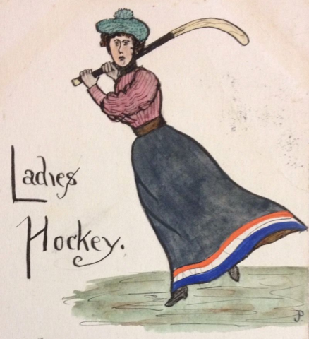 Antique Field Hockey Art 1901 - Ladies Hockey