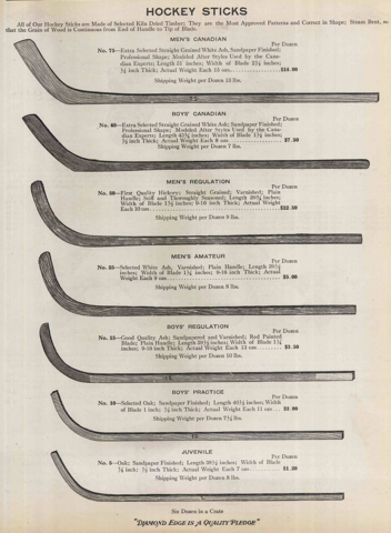 Antique Hockey Sticks 1910 Norvell-Shapleigh Hardware Company Ad