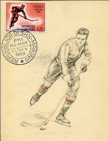 Republic of San Marino Hockey Stamp 1956 and Hockey Art 1958