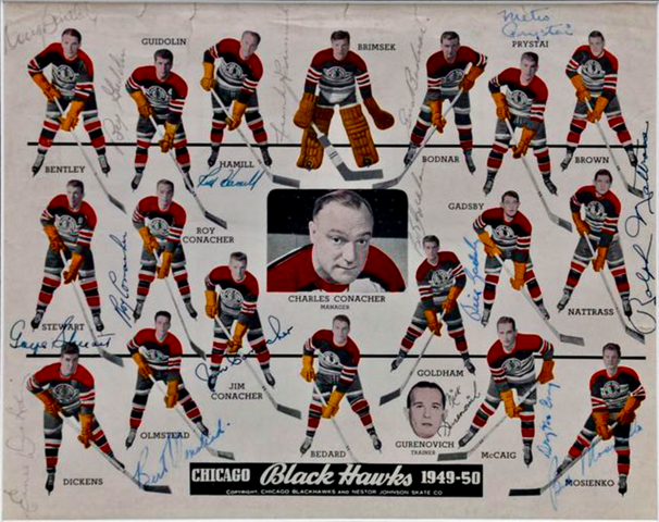 Autographed Chicago Black Hawks Team Photo 1949 - 50 