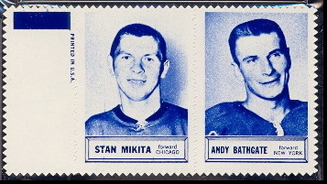 1961 Topps Hockey Stamp Panels - Stan Mikita & Andy Bathgate
