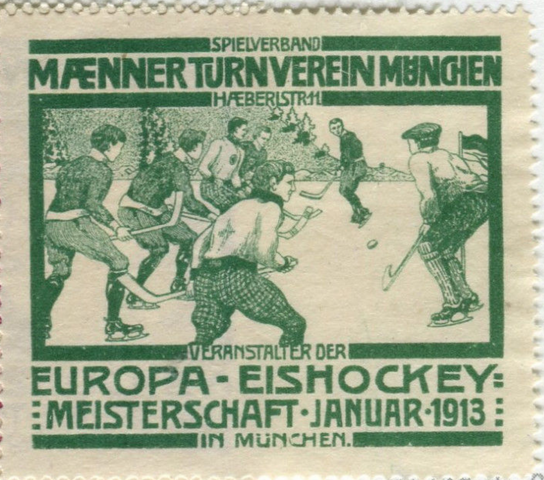 Hockey Stamp for 1913 European Ice Hockey Championships Munchen