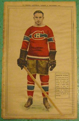 Martin Burke - La Presse Hockey Photo December 15th 1928