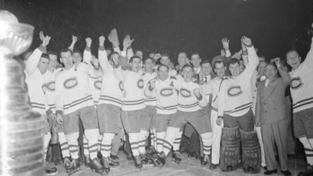 Montreal Canadiens with the Stanley Cup at Montreal Forum 1953