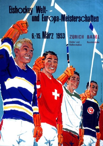 1953 World Ice Hockey Championships Poster