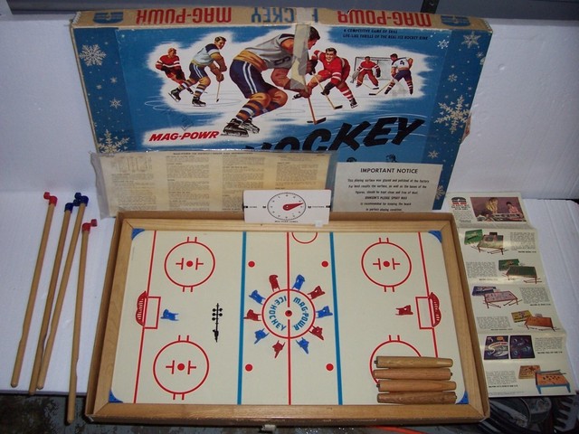 Mag-Powr Table Top Hockey Game 1950s 