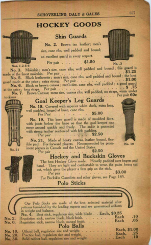 Schoverling, Daly & Gales Hockey Goods Catalog & Price List 1916
