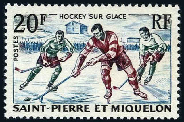 Hockey Stamp Saint Pierre et Miquelon 1959 Hockey Sur Glace