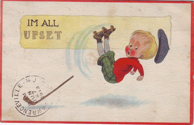 Roller Hockey Postcard - Im All Upset 1913