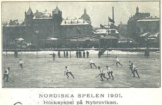 Nordic Games Hockey Match on the Nybroviken  1901 - Antique Bandy