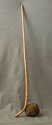 Sioux Plains Indians Shinny Stick and Bison Wool-filled Ball