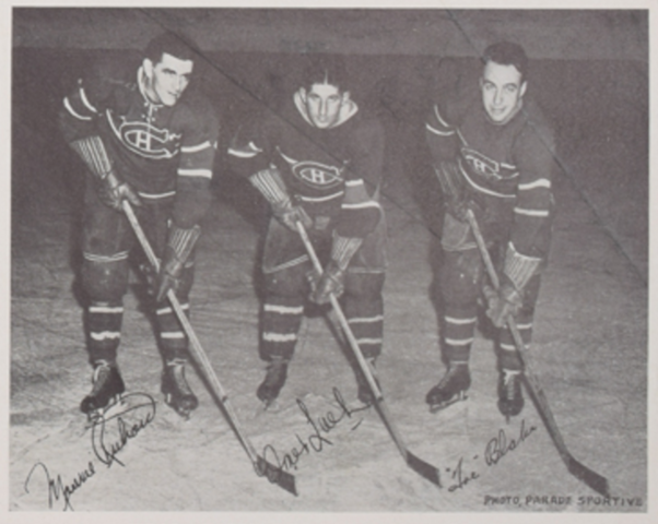 Montreal Canadiens Punch Line of Maurice Richard, Elmer Lach & Toe Blake 1940s