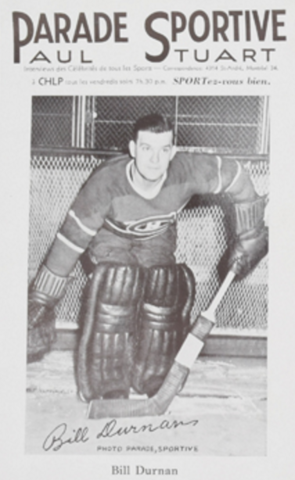 Parade Sportive Photo Card of Montreal Canadiens Bill Durnan 1940s