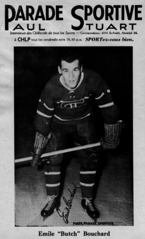 Parade Sportive Photo Card of Montreal Canadiens Emile "Butch" Bouchard 1940s