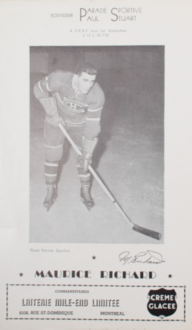 Parade Sportive Photo Card of Montreal Canadiens Maurice Richard 1940s