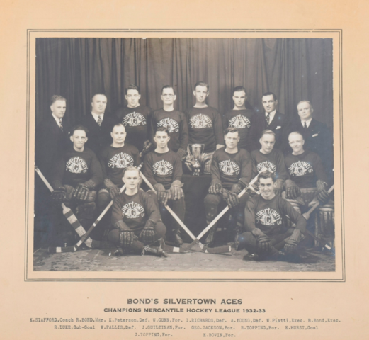 Bond's Silvertown Aces Mercantile Hockey League Champions 1933