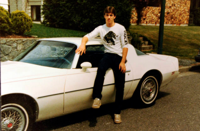 Teenage Joe Sakic with his first car, a Camaro