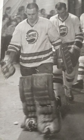 Gilles Villemure of the Buffalo Bisons walking to the ice 1970