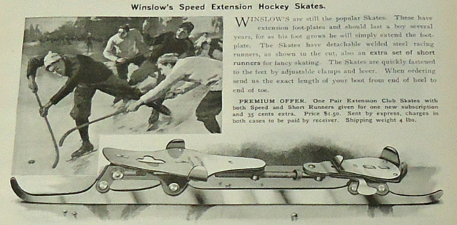 Winslow's Speed Extension Hockey Skates Ad 1899
