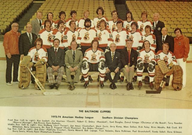 Baltimore Clippers 1974 American Hockey League Southern Division Champions