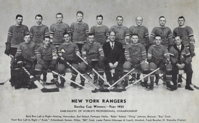 New York Rangers 1933 Stanley Cup Champions