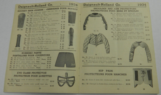 D & R Hockey Shin Guards & Shoulder Pads - Daignault-Rolland Co Catalog 1934